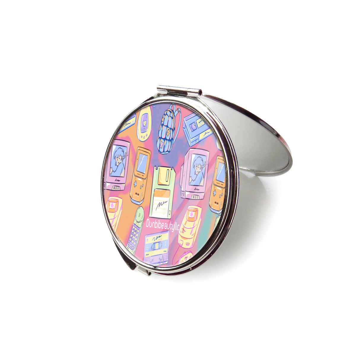 Portable Cosmetic Mirror｜Stainless Steel -Kawaii, Retro, Anime, 90's Themed, Sherbet Colors, Pastel (Designed by Dunbi)