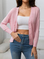 V-Neck Long Sleeve Buttoned Knit Top