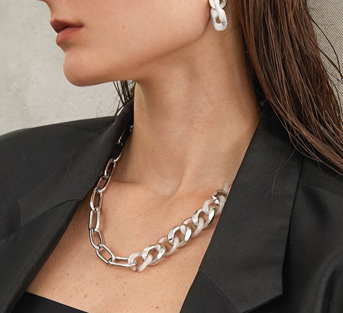 Acrylic Clavicle Chain Necklace - DunbiBeauty, LLC