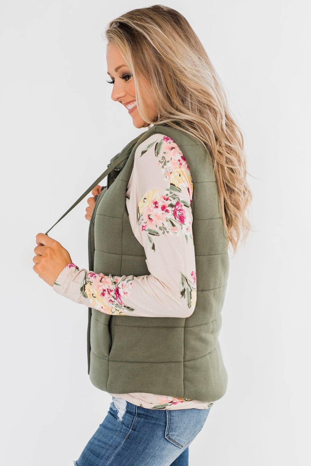 Quilted Mock Neck Vest Kiwidrop