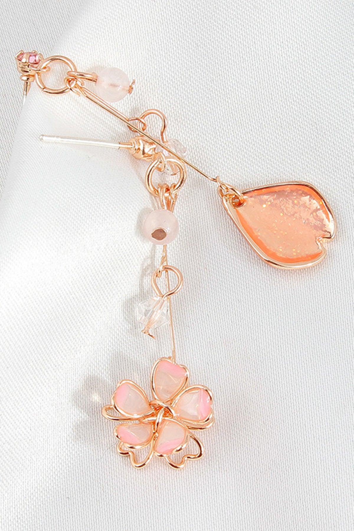 Asymmetrical Cherry Blossom Dangle Earrings