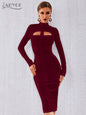 Adyce Solid High Neck Evening Dress - DunbiBeauty, LLC