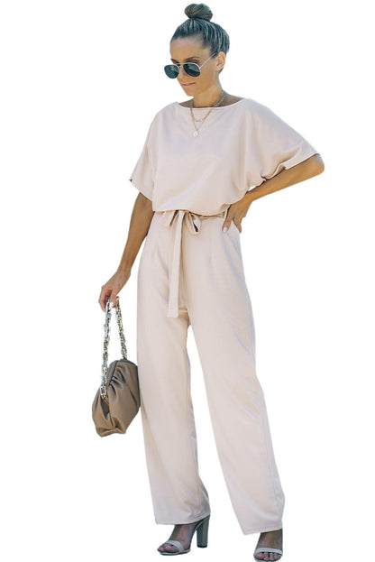 Oh So Glam Belted Wide Leg Jumpsuit Kiwidrop