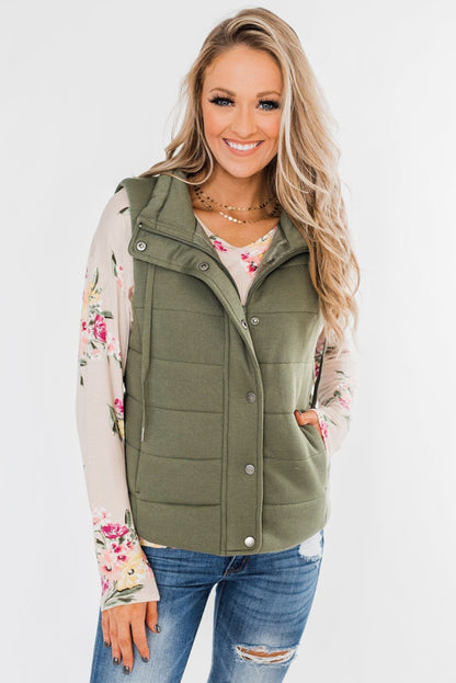 Quilted Mock Neck Vest Kiwidrop