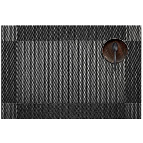 AHHFSMEI Placemats，Placemats Set of 6 for Dining Table Washable Woven Vinyl Non-Slip Placemat Heat-Resistant Durable Table Mats for Dining Table Easy to Clean（Black Corner） - DunbiBeauty, LLC