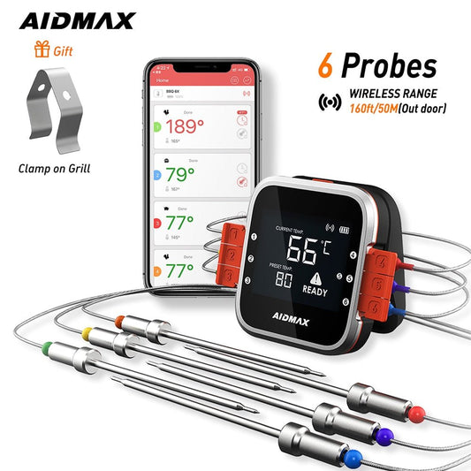 AidMax WR01 Digital Wireless BBQ Meat Thermometer Grill Oven Thermomet With Stainless Steel Probe Cooking Kitchen Thermometer - DunbiBeauty, LLC