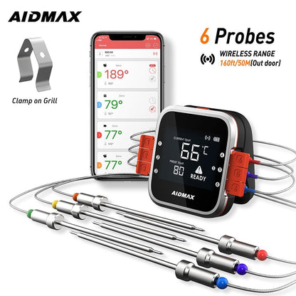 AidMax WR01 Digital Wireless BBQ Meat Thermometer Grill Oven Thermomet With Stainless Steel Probe Cooking Kitchen Thermometer - DunbiBeauty, LLC