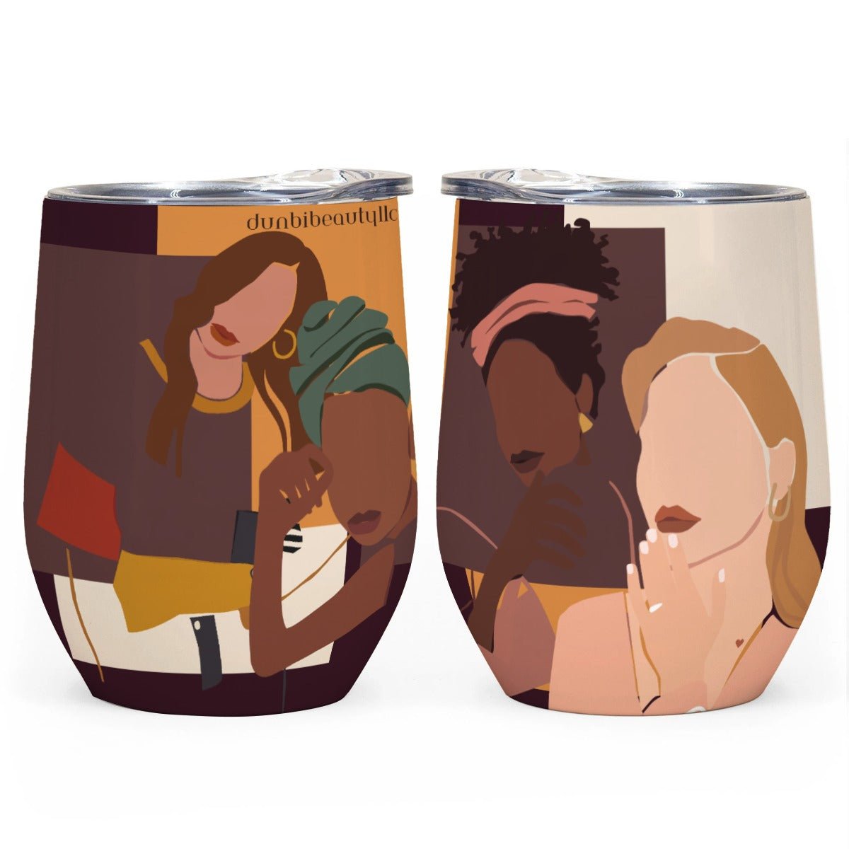 All-Over Print Egg Cup Wine Tumbler|12OZ Afro Latinas, Latinas, Community, Beauty, Grace, Style, Fashion. Trendsetters (Designed by Dunbi) - DunbiBeauty, LLC