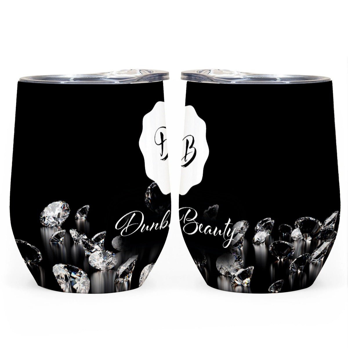 All-Over Print Egg Cup Wine Tumbler|12OZ DunbiBeauty, LLC Logo (Designed by Dunbi) - DunbiBeauty, LLC