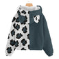 All-Over Print Kid’s Borg Fleece Sweatshirt With Ear Blue Leopard (Designed by Dunbi) - DunbiBeauty, LLC