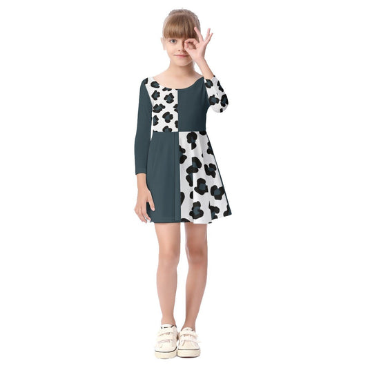 All-Over Print Kid's Long Sleeve Dress - DunbiBeauty, LLC