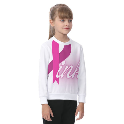 All-Over Print Kid's Sweatshirt Pink Breast Cancer Awareness (Designed by Dunbi) - DunbiBeauty, LLC