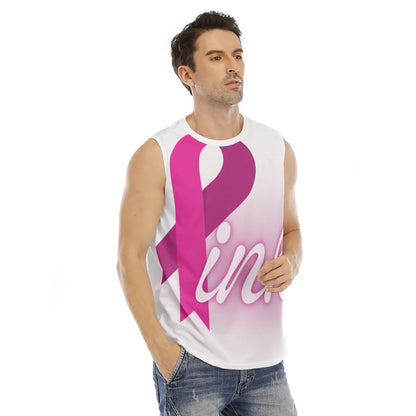 All-Over Print Men's O-neck Sleeveless Tank Top Pink Breast Cancer Awareness (Designed by Dunbi) - DunbiBeauty, LLC