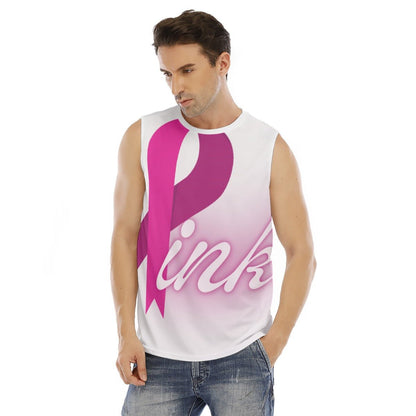 All-Over Print Men's O-neck Sleeveless Tank Top Pink Breast Cancer Awareness (Designed by Dunbi) - DunbiBeauty, LLC