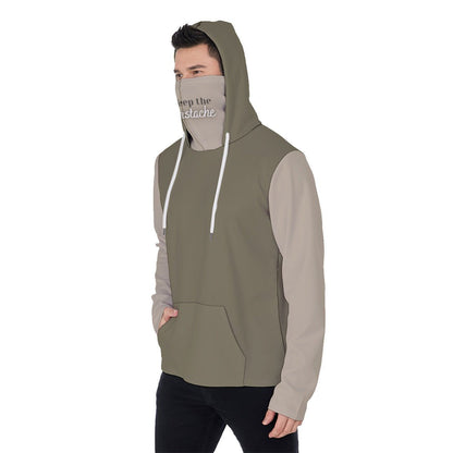 All-Over Print Men's Pullover Hoodie With Mask Keep the Moustache Movember (Designed by Dunbi) - DunbiBeauty, LLC