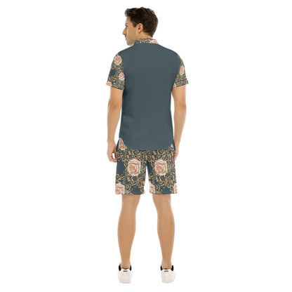 All-Over Print Men's Short Sleeve Shirt Sets (Designed by Dunbi) - DunbiBeauty, LLC