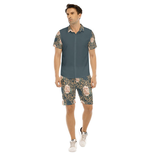 All-Over Print Men's Short Sleeve Shirt Sets (Designed by Dunbi) - DunbiBeauty, LLC