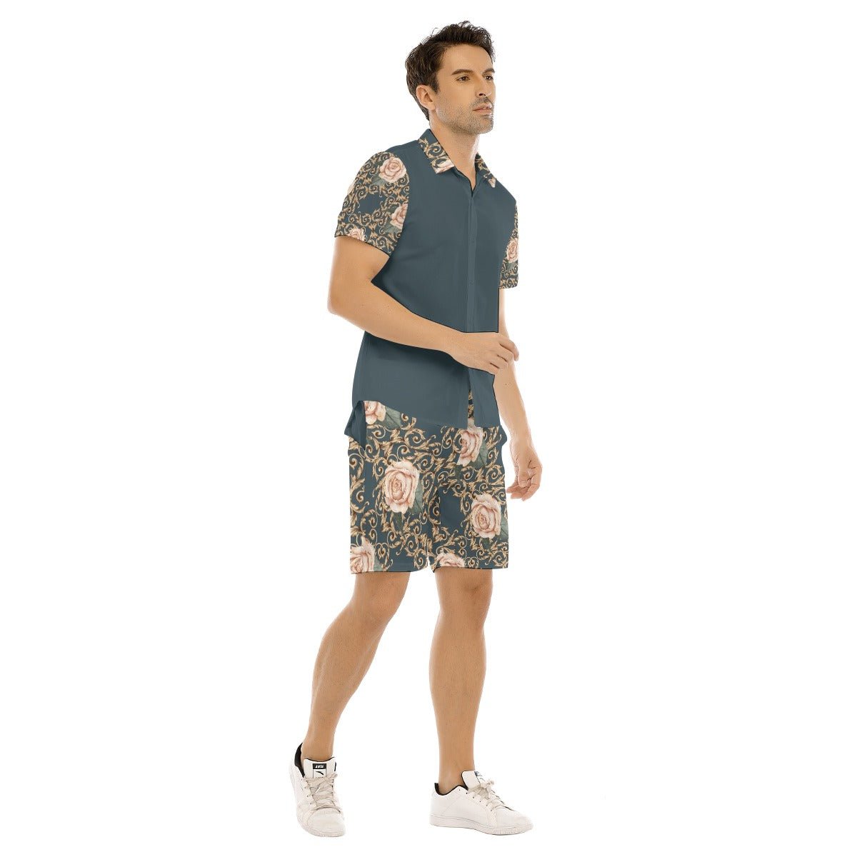 All-Over Print Men's Short Sleeve Shirt Sets (Designed by Dunbi) - DunbiBeauty, LLC