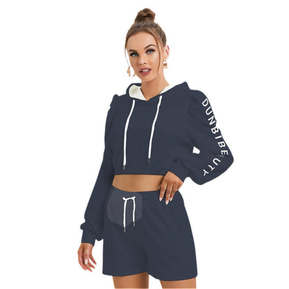 All-Over Print Women's Micro Fleece Hoodie And Shorts Set (Designed by Dunbi) - DunbiBeauty, LLC