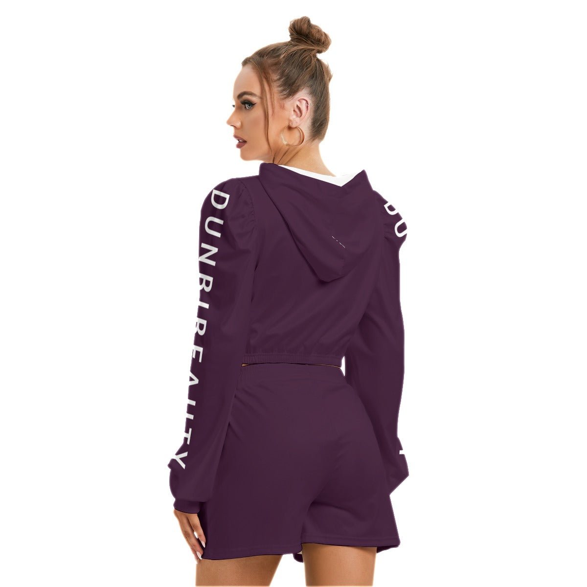 All-Over Print Women's Micro Fleece Hoodie And Shorts Set (Designed by Dunbi) - DunbiBeauty, LLC