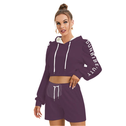 All-Over Print Women's Micro Fleece Hoodie And Shorts Set (Designed by Dunbi) - DunbiBeauty, LLC