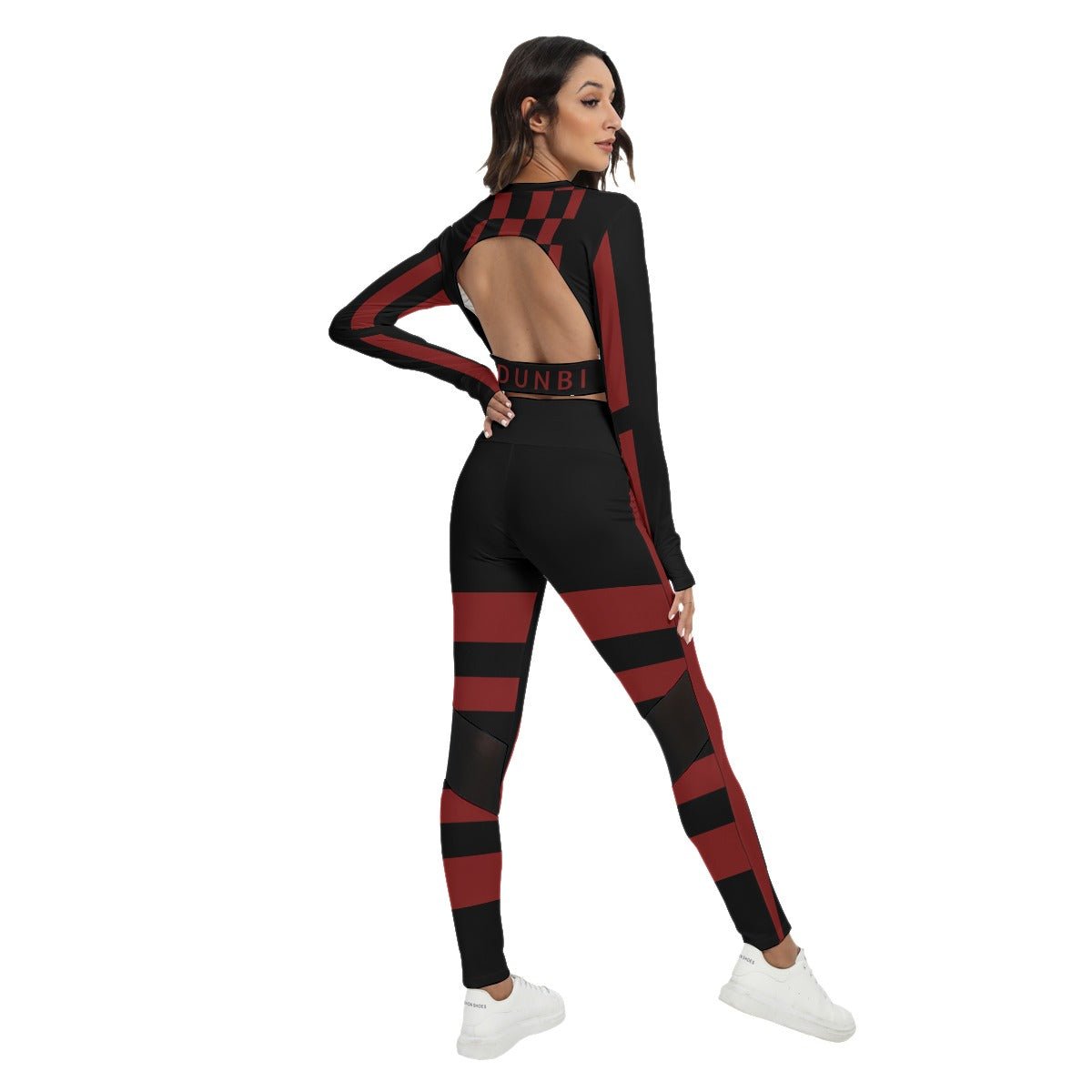 All-Over Print Women's Sport Set With Backless Top And Leggings - DunbiBeauty, LLC