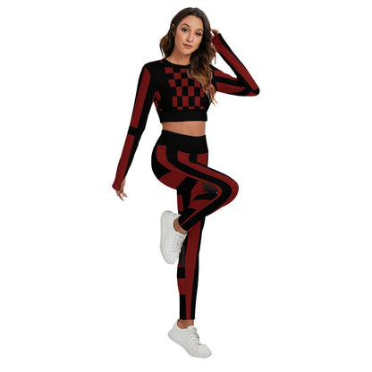 All-Over Print Women's Sport Set With Backless Top And Leggings - DunbiBeauty, LLC