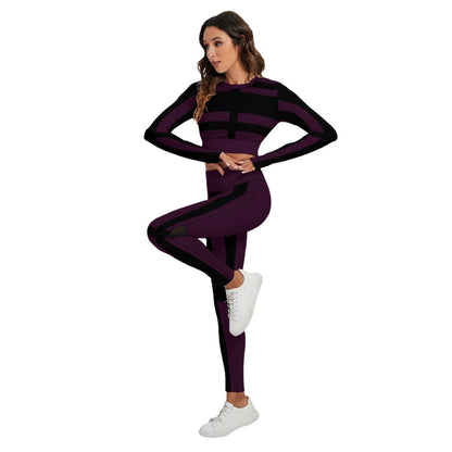 All-Over Print Women's Sport Set With Backless Top And Leggings (Designed by Dunbi) - DunbiBeauty, LLC