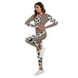 All-Over Print Women's Sport Set With Backless Top And Leggings Dusty Pink Leopard (Designed by Dunbi) - DunbiBeauty, LLC