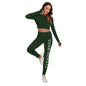 All-Over Print Women's Sport Set With Backless Top And Leggings Emerald (Designed by Dunbi) - DunbiBeauty, LLC