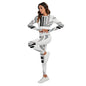 All-Over Print Women's Sport Set With Backless Top And Leggings Gray Scale Lines (Designed by Dunbi) - DunbiBeauty, LLC