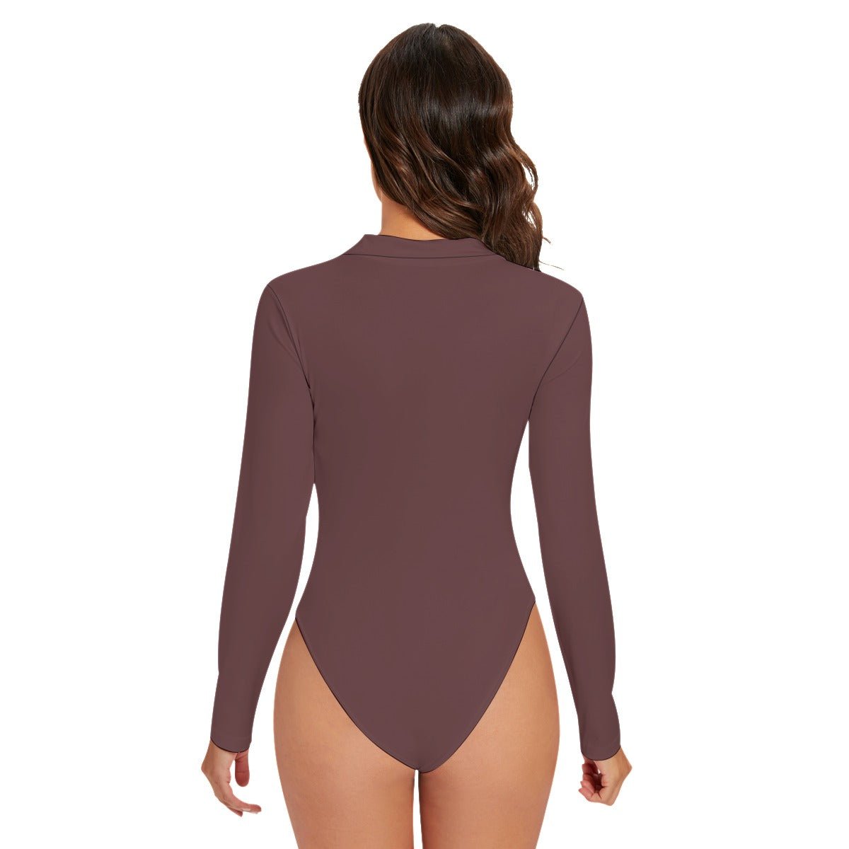 All-Over Print Women's Turtleneck Bodysuit With Zipper Closure (Designed by Dunbi) - DunbiBeauty, LLC