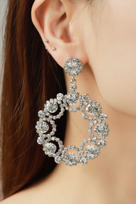 Alloy Rhinestone Round Drop Earrings - DunbiBeauty, LLC