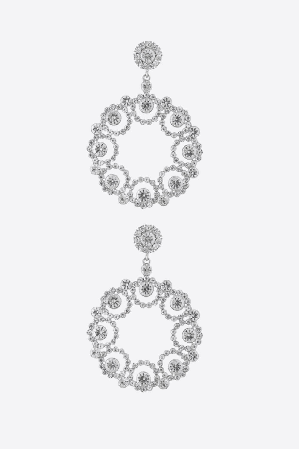 Alloy Rhinestone Round Drop Earrings - DunbiBeauty, LLC