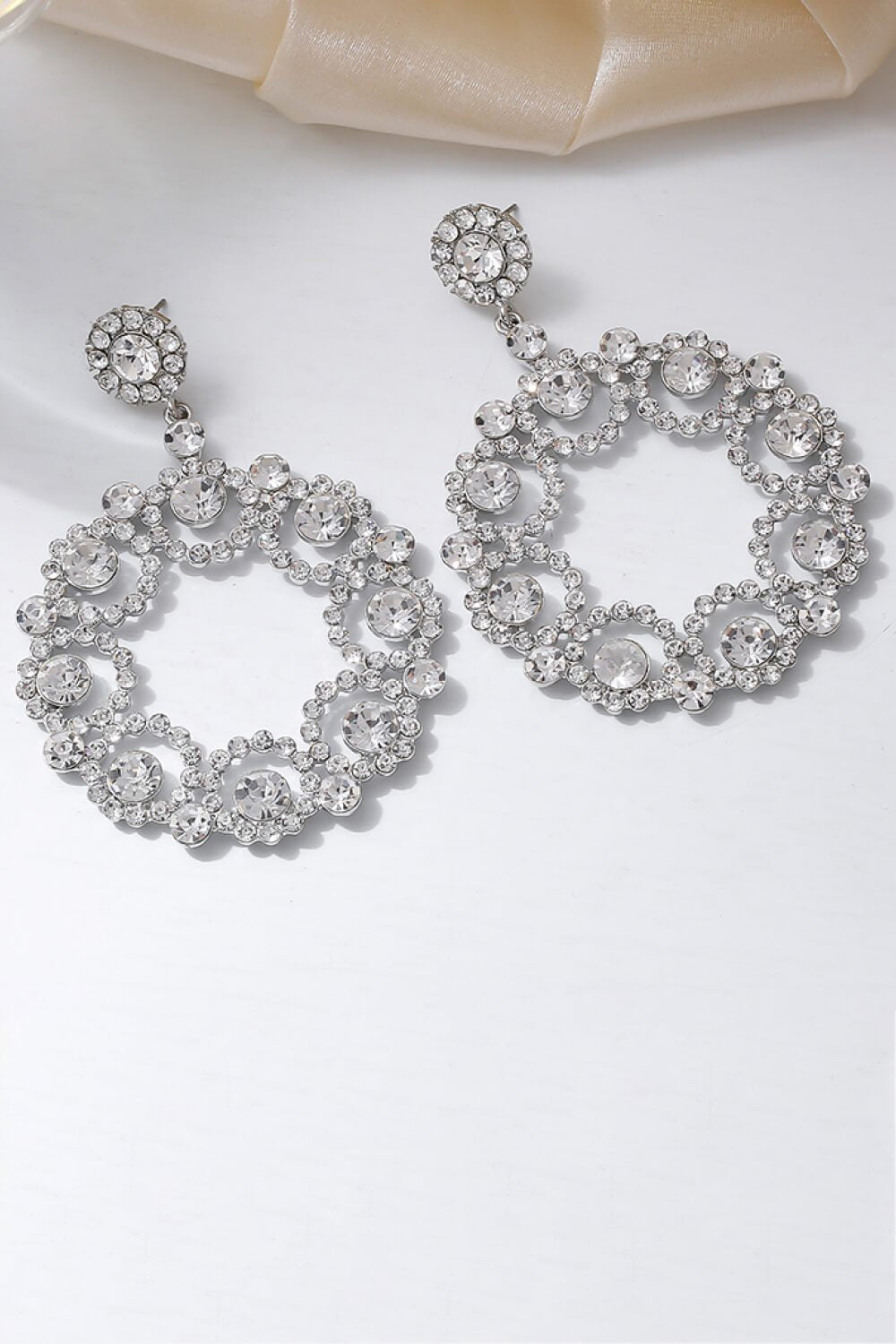 Alloy Rhinestone Round Drop Earrings - DunbiBeauty, LLC