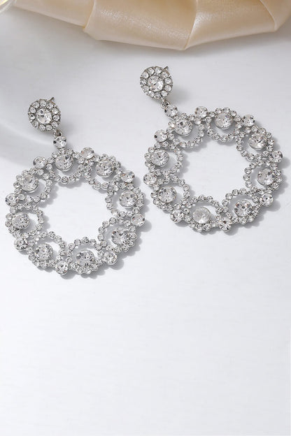 Alloy Rhinestone Round Drop Earrings - DunbiBeauty, LLC