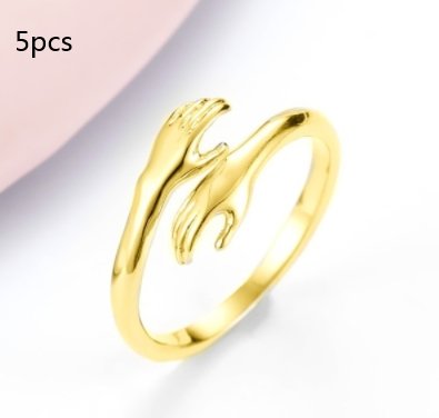 Alloy Simple Hands Hug Ring Opening Adjustable Jewelry - DunbiBeauty, LLC