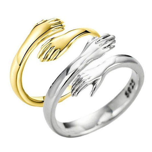 Alloy Simple Hands Hug Ring Opening Adjustable Jewelry - DunbiBeauty, LLC