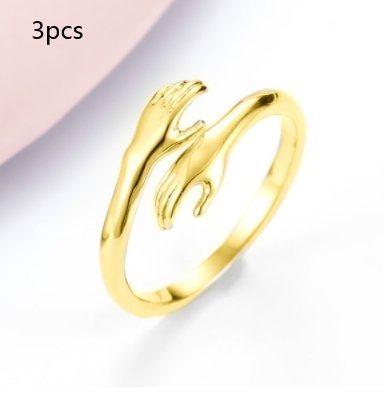 Alloy Simple Hands Hug Ring Opening Adjustable Jewelry - DunbiBeauty, LLC