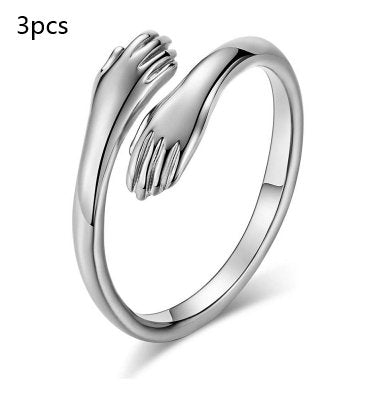 Alloy Simple Hands Hug Ring Opening Adjustable Jewelry - DunbiBeauty, LLC