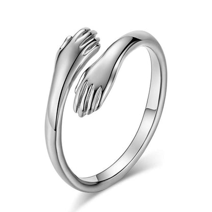 Alloy Simple Hands Hug Ring Opening Adjustable Jewelry - DunbiBeauty, LLC