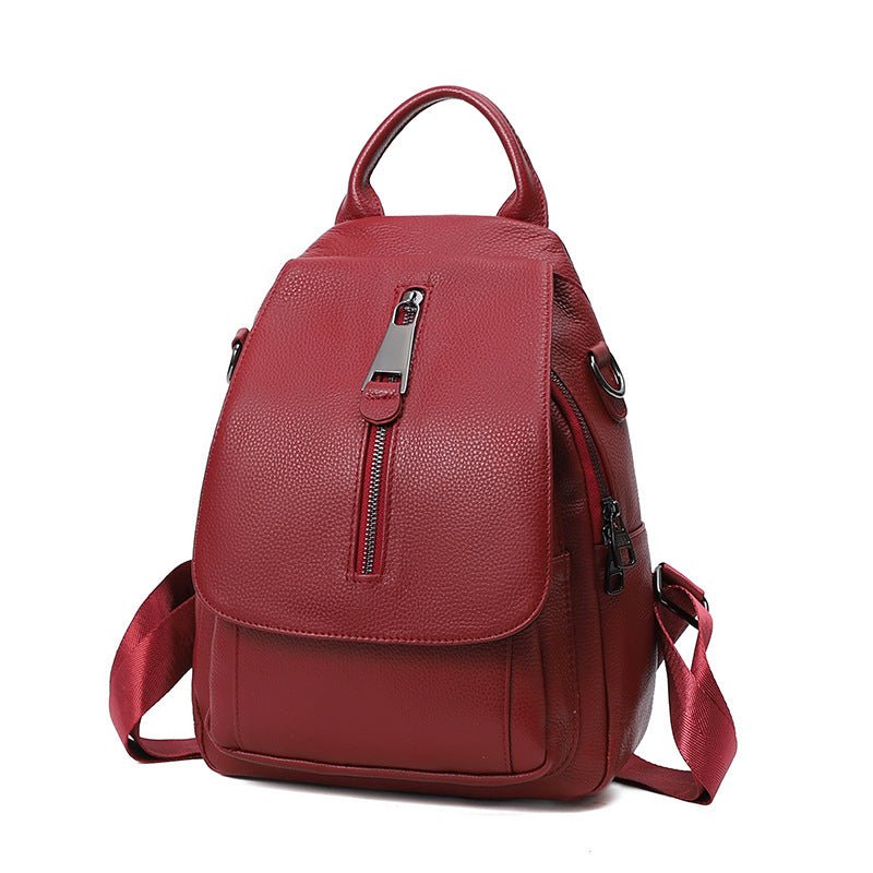 Anti-theft Backpack Ladies Multi-compartment Leather Backpack - DunbiBeauty, LLC