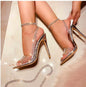 Applique Diamonds Transparent Stiletto Heels - DunbiBeauty, LLC