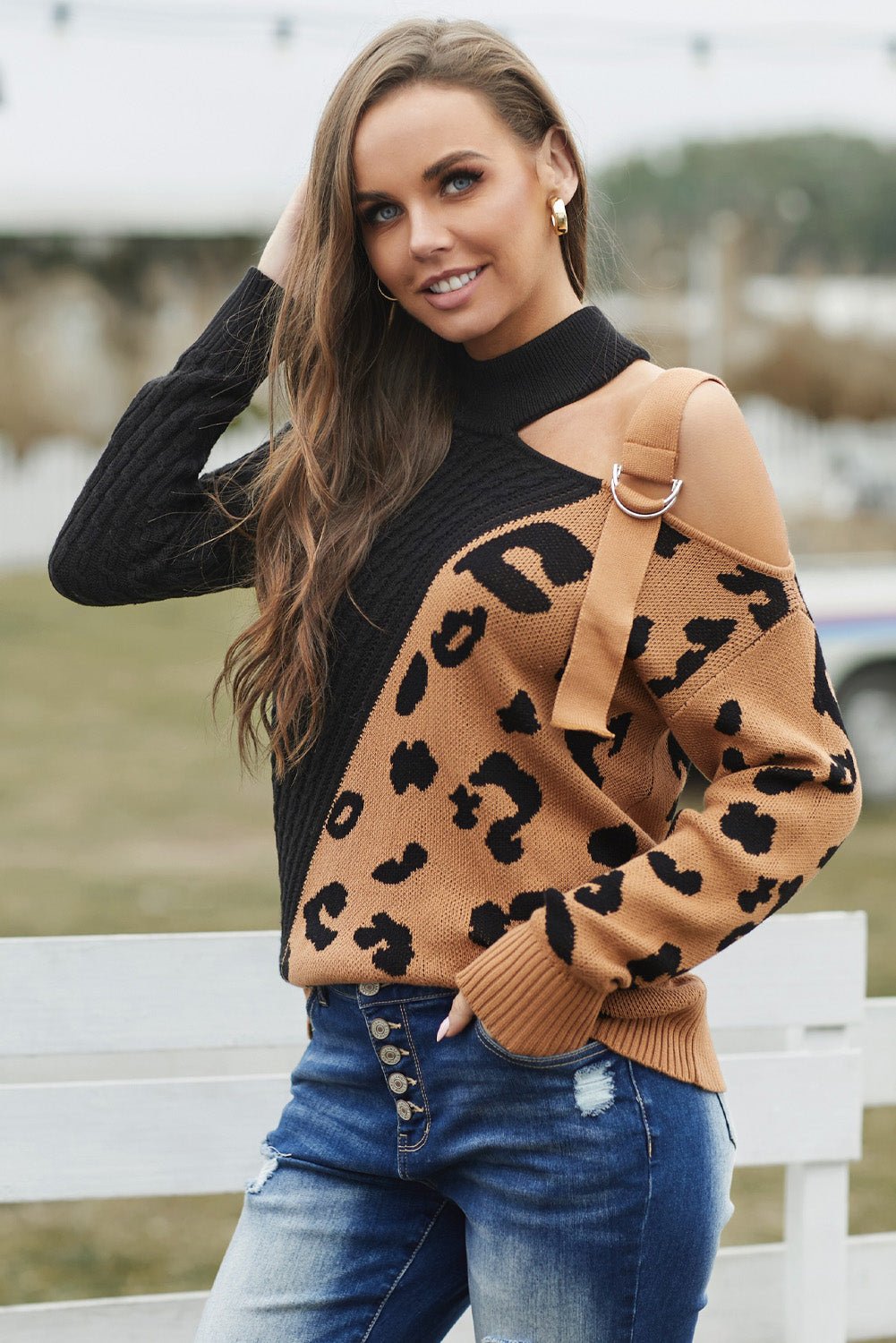 Asymetrical Buckle Sweater - DunbiBeauty, LLC