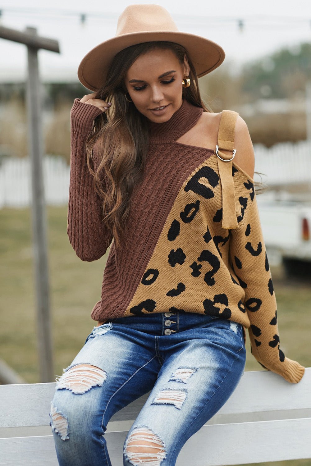 Asymetrical Buckle Sweater - DunbiBeauty, LLC