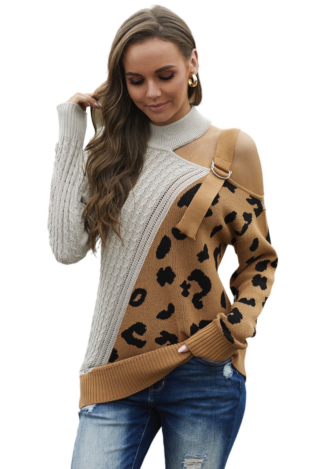 Asymetrical Buckle Sweater - DunbiBeauty, LLC