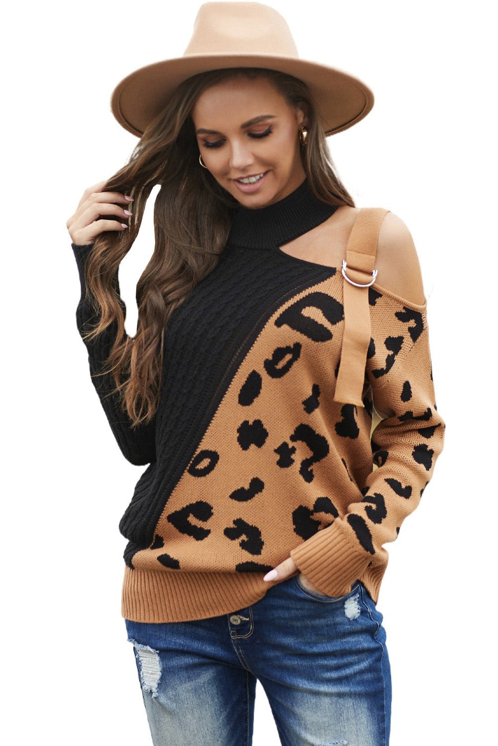 Asymetrical Buckle Sweater - DunbiBeauty, LLC