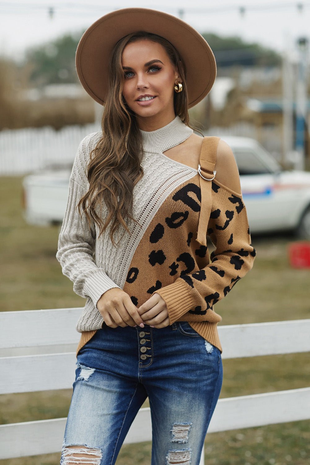 Asymetrical Buckle Sweater - DunbiBeauty, LLC