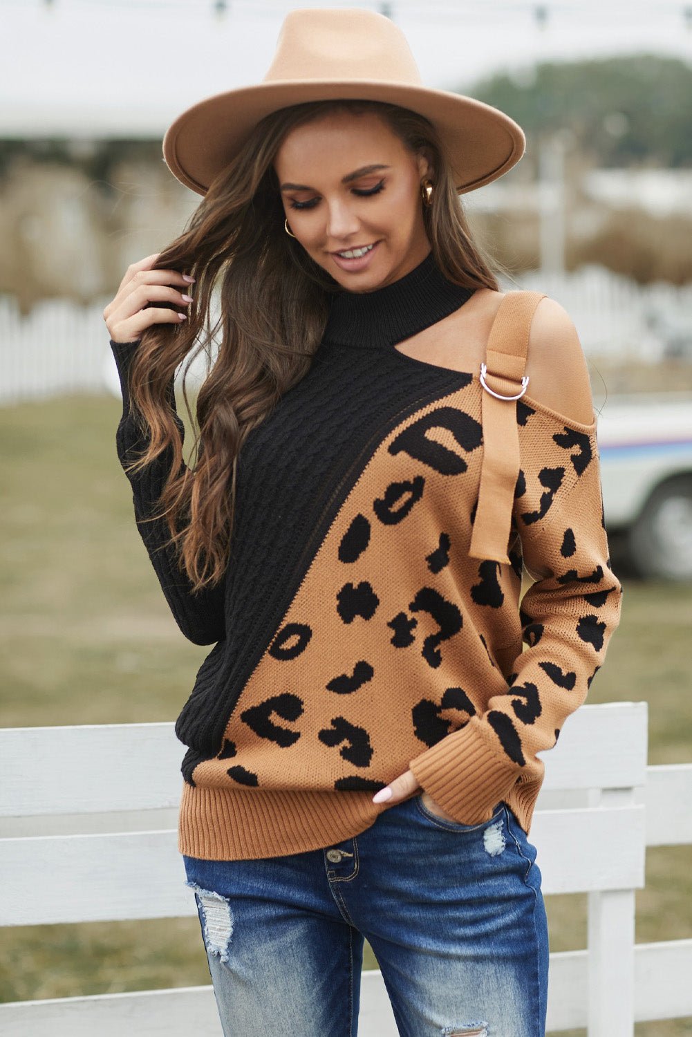 Asymetrical Buckle Sweater - DunbiBeauty, LLC