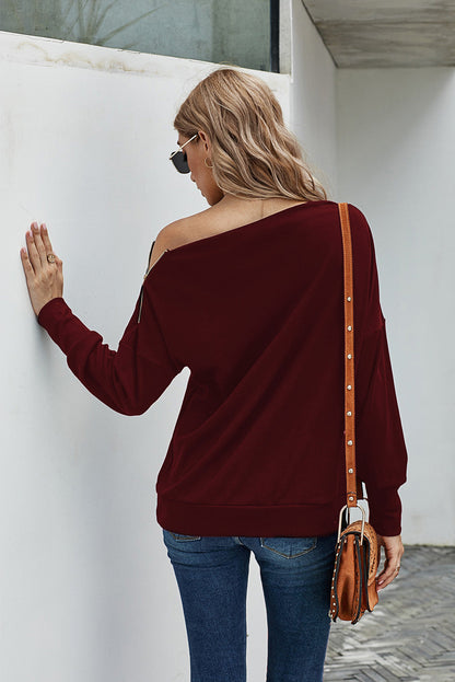 Ribbed Zip Knit Top Kiwidrop